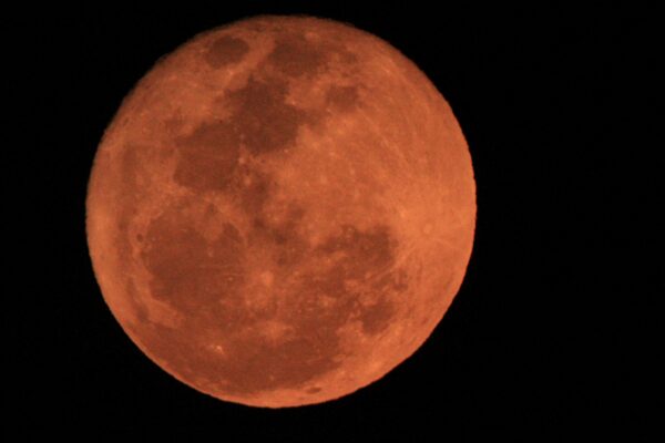 bright orange blood moon