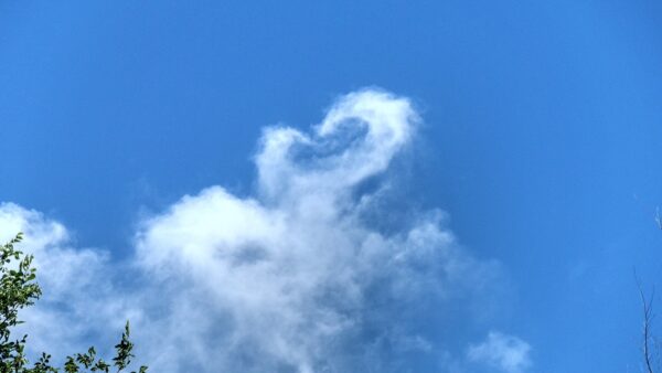 cloud with a heart shape extending from the top